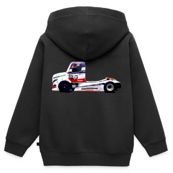Rennwagen - Kinder Premium Organic Zip Hoodie - Schwarz - Hinten - AI Model Kid Male (0cm)