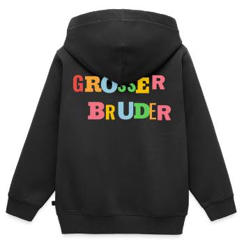 Großer Bruder - Kinder Premium Organic Zip Hoodie - Schwarz - Hinten - AI Model Kid Male (0cm)