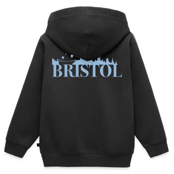 Bristol Angleterre capitale Skyline UK - Sweat Premium à capuche zippé enfant bio - noir - Dos - AI Model Kid Male (0cm)