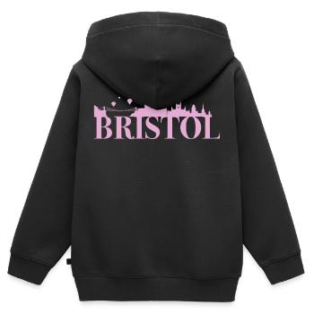 Bristol Angleterre capitale Skyline UK - Sweat Premium à capuche zippé enfant bio - noir - Dos - AI Model Kid Male (0cm)