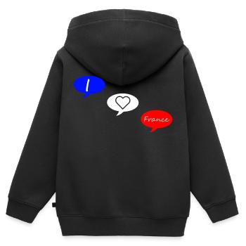 I love France blue white red - Kids Premium Organic Zip-up Hoodie - black - Back - AI Model Kid Male (0cm)