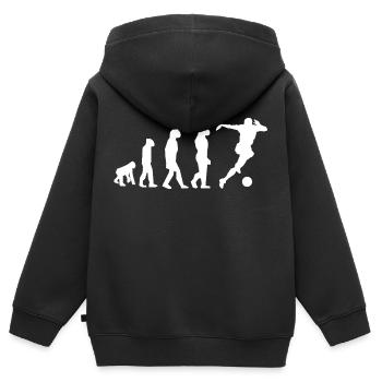 Entwicklung des Fußballs - Kinder Premium Organic Zip Hoodie - Schwarz - Hinten - AI Model Kid Male (0cm)