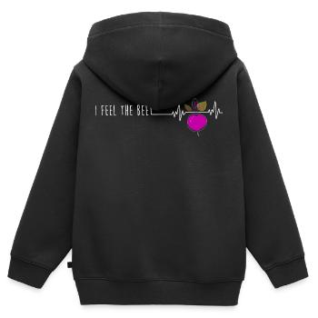 I feel the Beet Herzpuls Garten Dj Vegan Gärtner - Kinder Premium Organic Zip Hoodie - Schwarz - Hinten - AI Model Kid Male (0cm)