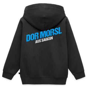 Der Marcel aus Sachsen - Kinder Premium Organic Zip Hoodie - Schwarz - Hinten - AI Model Kid Male (0cm)