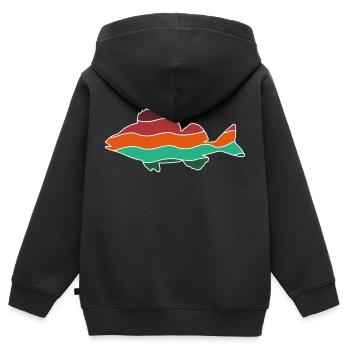 Pêche à la perche Poisson prédateur Silhouette Nature - Sweat Premium à capuche zippé enfant bio - noir - Dos - AI Model Kid Male (0cm)
