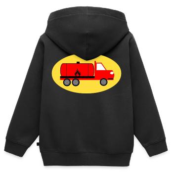 Truck - Kinder Premium Organic Zip Hoodie - Schwarz - Hinten - AI Model Kid Male (0cm)