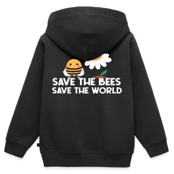 Save the Bees Save the World - Kids Premium Organic Zip-up Hoodie - black - Back - AI Model Kid Male (0cm)