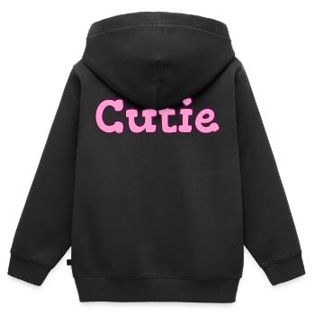Cutie. Design pour une mignonne spéciale - Sweat Premium à capuche zippé enfant bio - noir - Dos - AI Model Kid Male (0cm)