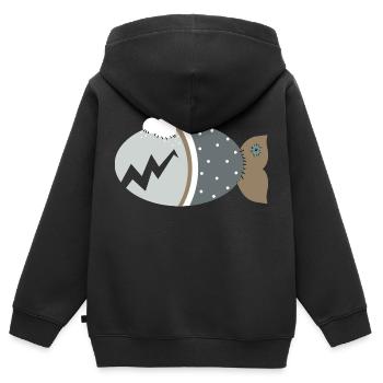 Kuschelfisch Zombiefisch grau, für Kinder - Kinder Premium Organic Zip Hoodie - Schwarz - Hinten - AI Model Kid Male (0cm)