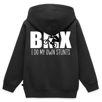 bmx je fais mes propres cascades - Sweat Premium à capuche zippé enfant bio - noir - Dos - AI Model Kid Male (0cm)
