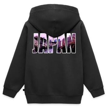 JAPAN Kirschblüte Sakura - Kinder Premium Organic Zip Hoodie - Schwarz - Hinten - AI Model Kid Male (0cm)
