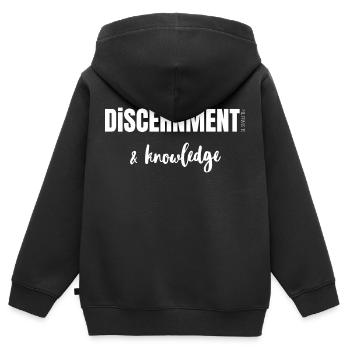 Discernement et Connaissance - Phi/1:9 - Sweat Premium à capuche zippé enfant bio - noir - Dos - AI Model Kid Male (0cm)