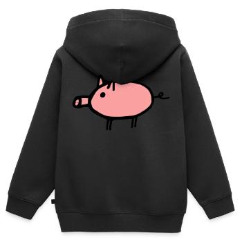 Schwein - Kinder Premium Organic Zip Hoodie - Schwarz - Hinten - AI Model Kid Male (0cm)