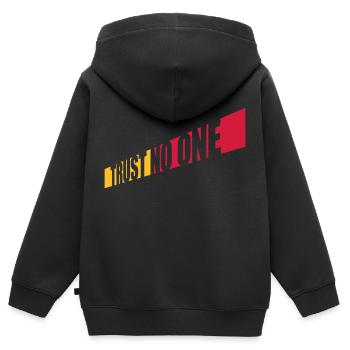 ne faites confiance à personne pour ne citer - Sweat Premium à capuche zippé enfant bio - noir - Dos - AI Model Kid Male (0cm)