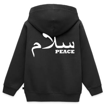 Frieden auf arabisch - Kinder Premium Organic Zip Hoodie - Schwarz - Hinten - AI Model Kid Male (0cm)