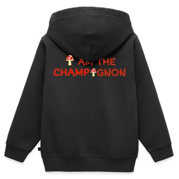 I Am The Champignon | Nicht Jeder Ist Ein Champion - Kinder Premium Organic Zip Hoodie - Schwarz - Hinten - AI Model Kid Male (0cm)