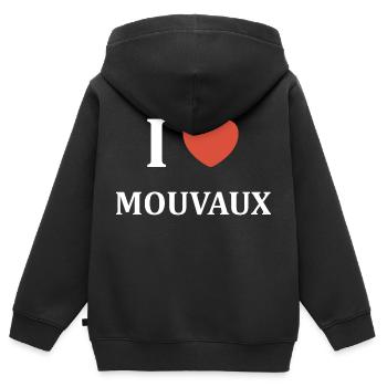 i love Mouvaux - Sweat Premium à capuche zippé enfant bio - noir - Dos - AI Model Kid Male (0cm)
