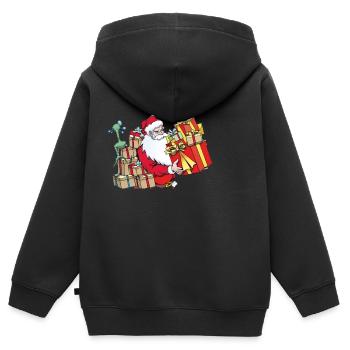 Weihnachtsmann - Kinder Premium Organic Zip Hoodie - Schwarz - Hinten - AI Model Kid Male (0cm)