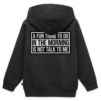 ne me parle pas - Sweat Premium à capuche zippé enfant bio - noir - Dos - AI Model Kid Male (0cm)