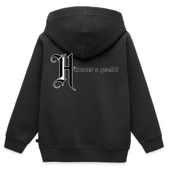 Hämmers gseh? - Kinder Premium Organic Zip Hoodie - Schwarz - Hinten - AI Model Kid Male (0cm)
