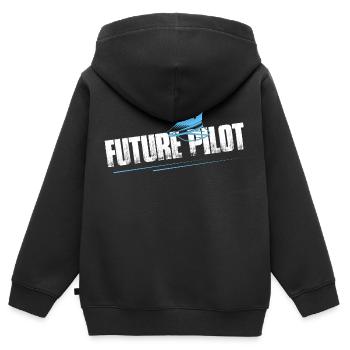 Future Pilot Aviation Fly Airline - Kinder Premium Organic Zip Hoodie - Schwarz - Hinten - AI Model Kid Male (0cm)
