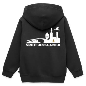 Scheerstaaner white RA - Kinder Premium Organic Zip Hoodie - Schwarz - Hinten - AI Model Kid Male (0cm)