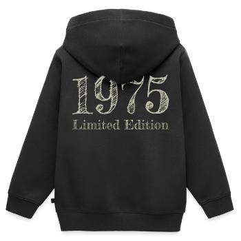 1975 - Kids Premium Organic Zip-up Hoodie - black - Back - AI Model Kid Male (0cm)
