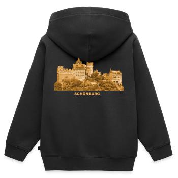 Schönburg Oberwesel Rhénanie-Palatinat - Sweat Premium à capuche zippé enfant bio - noir - Dos - AI Model Kid Male (0cm)