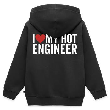 J’aime mon ingénieur chaud - Sweat Premium à capuche zippé enfant bio - noir - Dos - AI Model Kid Male (0cm)