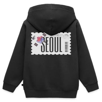 Seoul, Südkorea, South Korea - Kinder Premium Organic Zip Hoodie - Schwarz - Hinten - AI Model Kid Male (0cm)