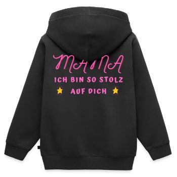 Mama Mutti Mutter Oma Omi ich bin stolz auf dich - Kinder Premium Organic Zip Hoodie - Schwarz - Hinten - AI Model Kid Male (0cm)