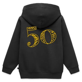 50 ANS. 50e ANNIVERSAIRE. ANNIVERSAIRE 50 ANS.50 - Sweat Premium à capuche zippé enfant bio - noir - Dos - AI Model Kid Male (0cm)