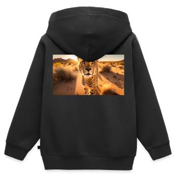 Portrait of a Cheetah, generative AI - Kids Premium Organic Zip-up Hoodie - black - Back - AI Model Kid Male (0cm)