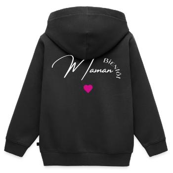 Bientôt maman - Sweat Premium à capuche zippé enfant bio - noir - Dos - AI Model Kid Male (0cm)