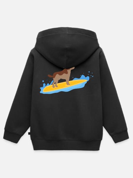dog surfing - Kids Premium Organic Zip-up Hoodie - black