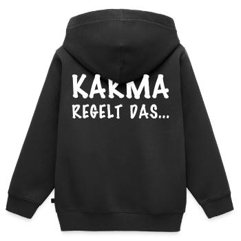 Karma regelt das... - Kinder Premium Organic Zip Hoodie - Schwarz - Hinten - AI Model Kid Male (0cm)