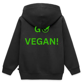 Veganer Stil mit Herz: Einzigartiges Design - Kinder Premium Organic Zip Hoodie - Schwarz - Hinten - AI Model Kid Male (0cm)