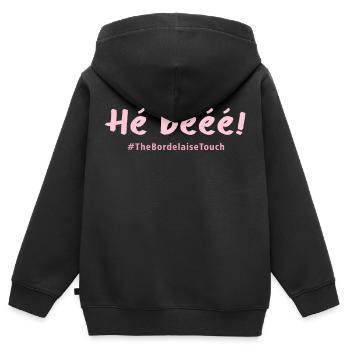 Hé bééé !! - Sweat Premium à capuche zippé enfant bio - noir - Dos - AI Model Kid Male (0cm)