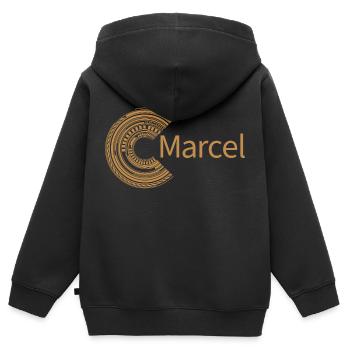 Pour Marcel - Sweat Premium à capuche zippé enfant bio - noir - Dos - AI Model Kid Male (0cm)