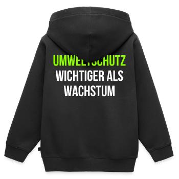 Umweltschutz wichtiger als Wachstum - Kinder Premium Organic Zip Hoodie - Schwarz - Hinten - AI Model Kid Male (0cm)