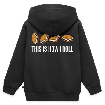 C’est drôle comme ça que je roule Smore Fan Marshmallow Cam - Sweat Premium à capuche zippé enfant bio - noir - Dos - AI Model Kid Male (0cm)