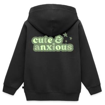 niedlich und ängstlich pastellfarben lustig - Kinder Premium Organic Zip Hoodie - Schwarz - Hinten - AI Model Kid Male (0cm)