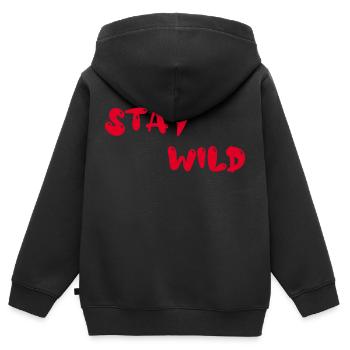 Restez sauvage - Sweat Premium à capuche zippé enfant bio - noir - Dos - AI Model Kid Male (0cm)