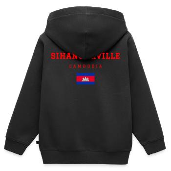 Sihanoukville Kambodscha - Kinder Premium Organic Zip Hoodie - Schwarz - Hinten - AI Model Kid Male (0cm)