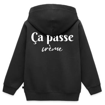 Ça passe crème - Sweat Premium à capuche zippé enfant bio - noir - Dos - AI Model Kid Male (0cm)