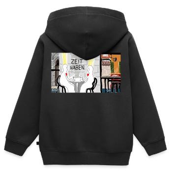 Zeit haben. - Kinder Premium Organic Zip Hoodie - Schwarz - Hinten - AI Model Kid Male (0cm)
