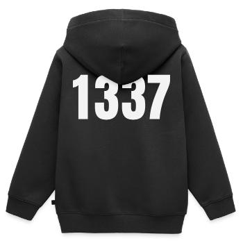1337 - Kinder Premium Organic Zip Hoodie - Schwarz - Hinten - AI Model Kid Male (0cm)