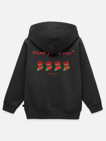 Promis J'ai été sage - Sweat Premium à capuche zippé enfant bio - noir