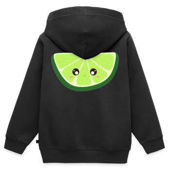 kawaii lime - Kids Premium Organic Zip-up Hoodie - black - Back - AI Model Kid Male (0cm)