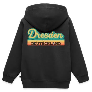Dresde Allemagne RDA GDR Drapeau rétro - Sweat Premium à capuche zippé enfant bio - noir - Dos - AI Model Kid Male (0cm)